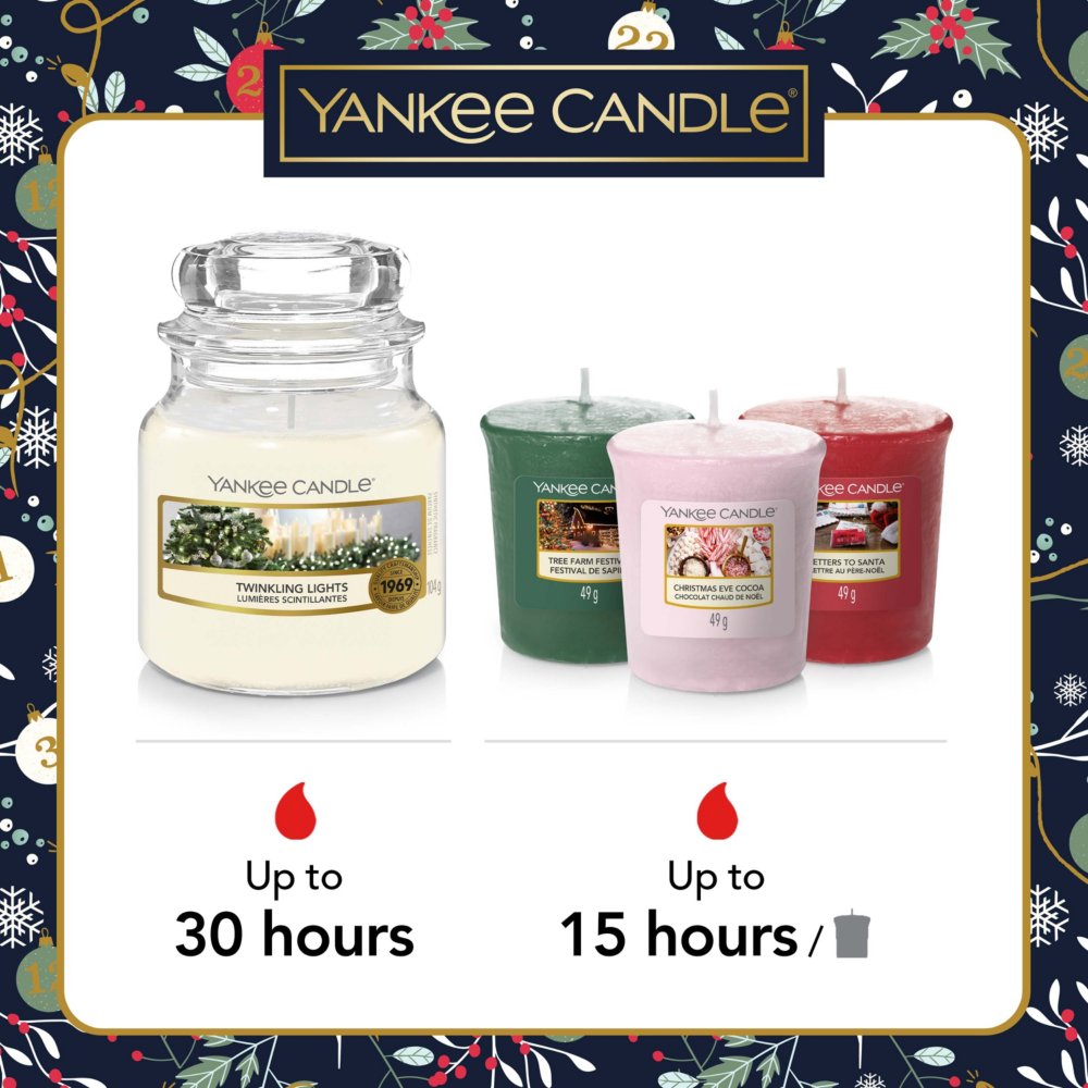 Yankee Candle confezione regalo Collezione Countdown to Christmas 3 candele sampler e 1 giara piccola Candele profumate natalizie 