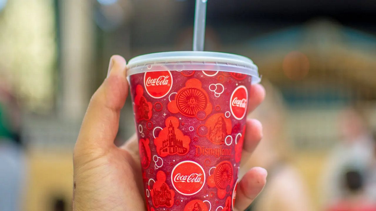 red Disneyland Coca-Cola disposable cup