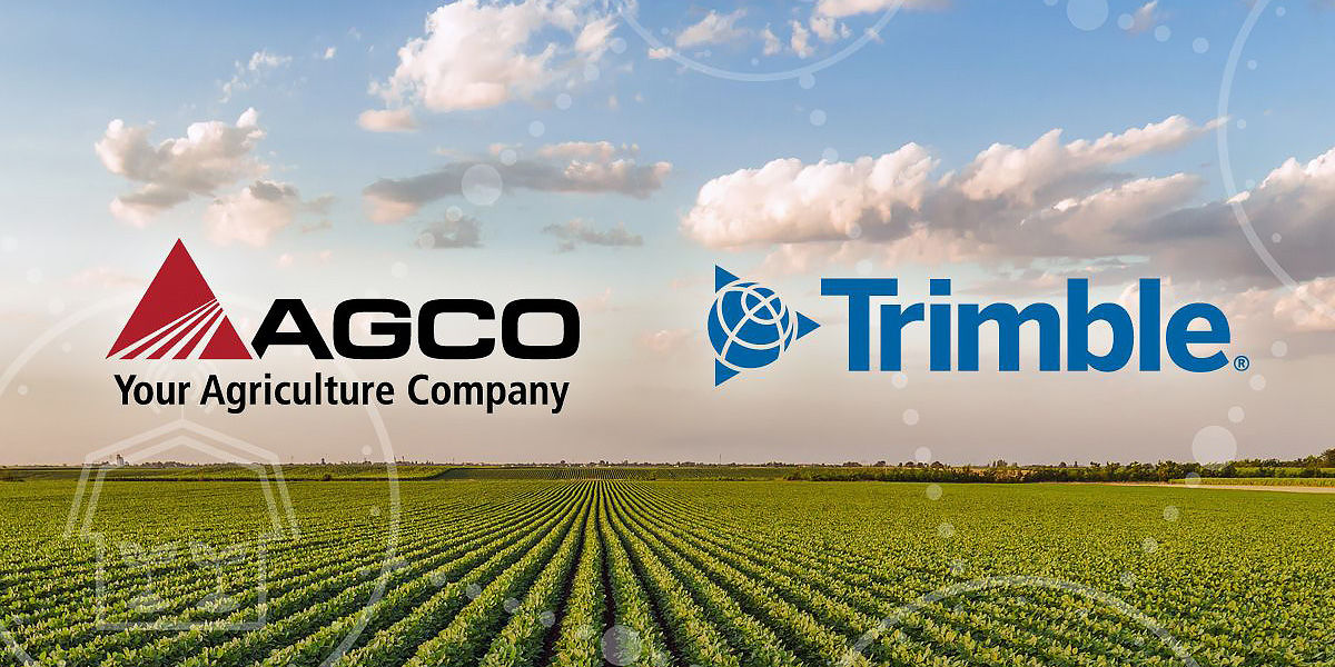 AGCO and Trimble logos from 2023 joint venture announcement