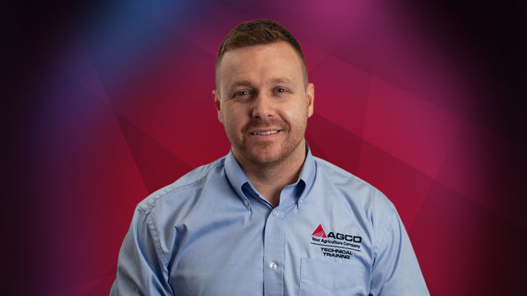 Ashley Briggs wearing an AGCO branded shirt