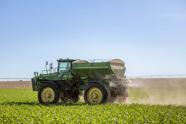 A self-propelled spreader in the field
