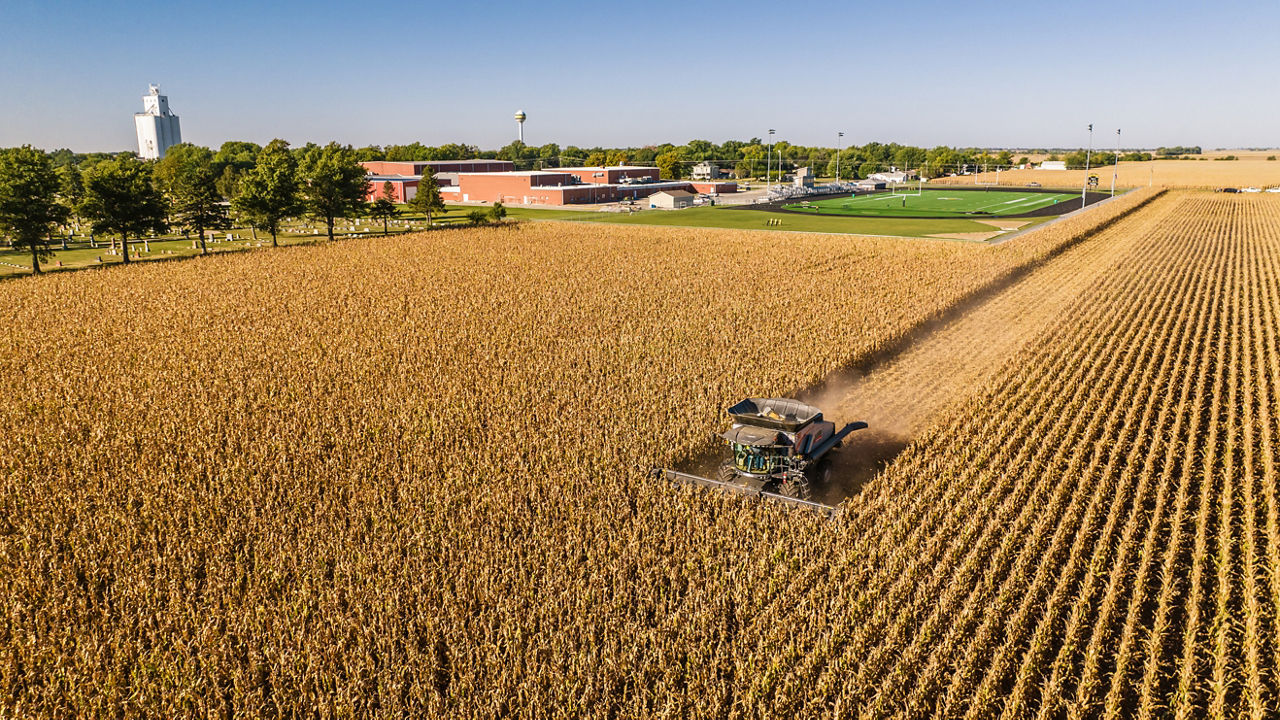 Gleaner harvesting a corn field 