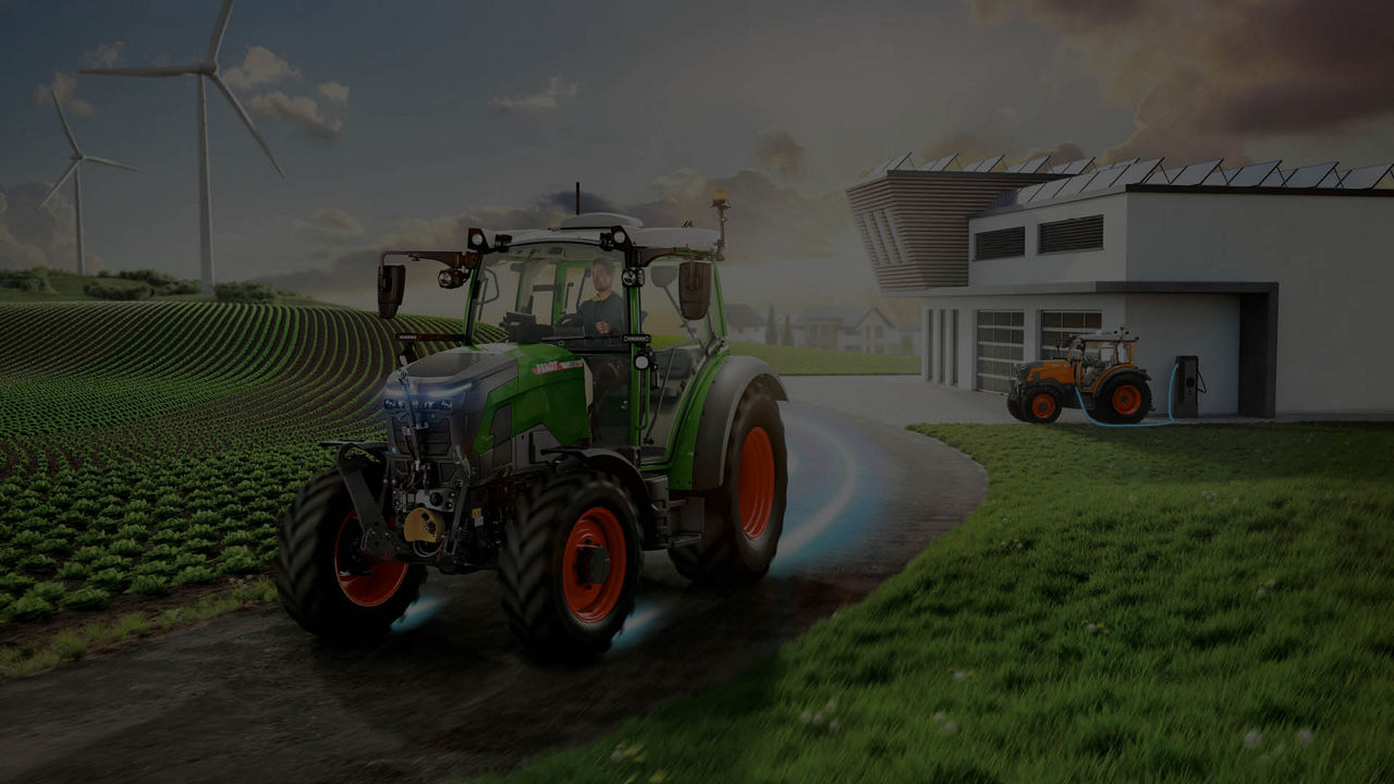 An e100 Fendt Tractor in a field 