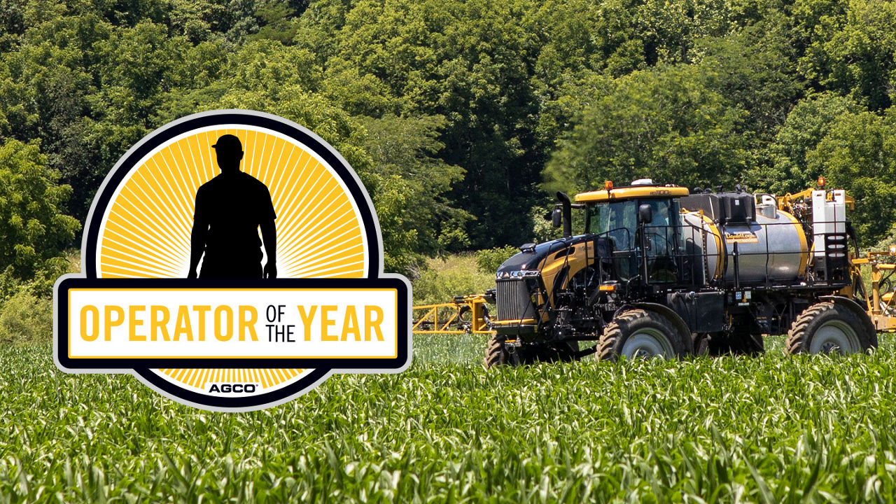 Operator of the Year logo and applicator in a field