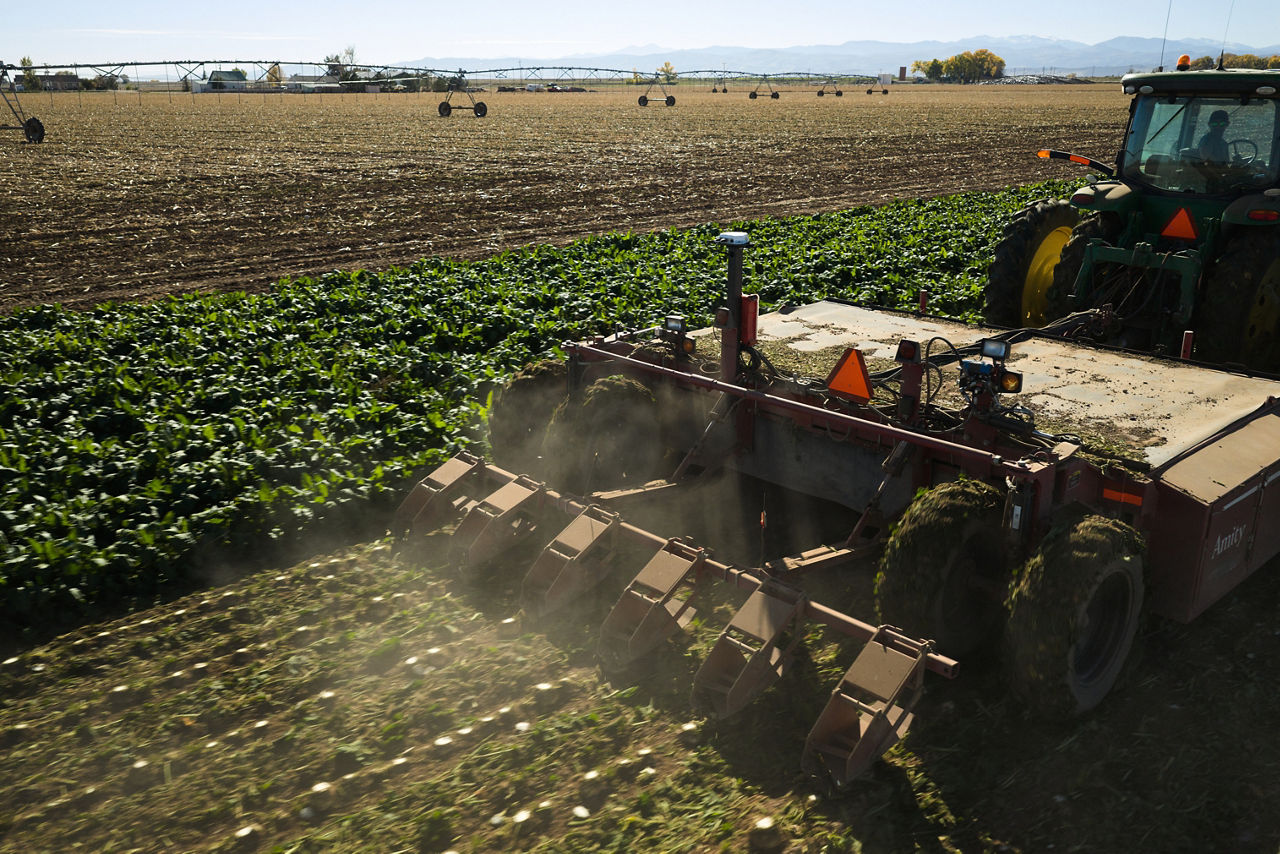 An implement using PTx Trimble TrueTracker technology in sugarbeets