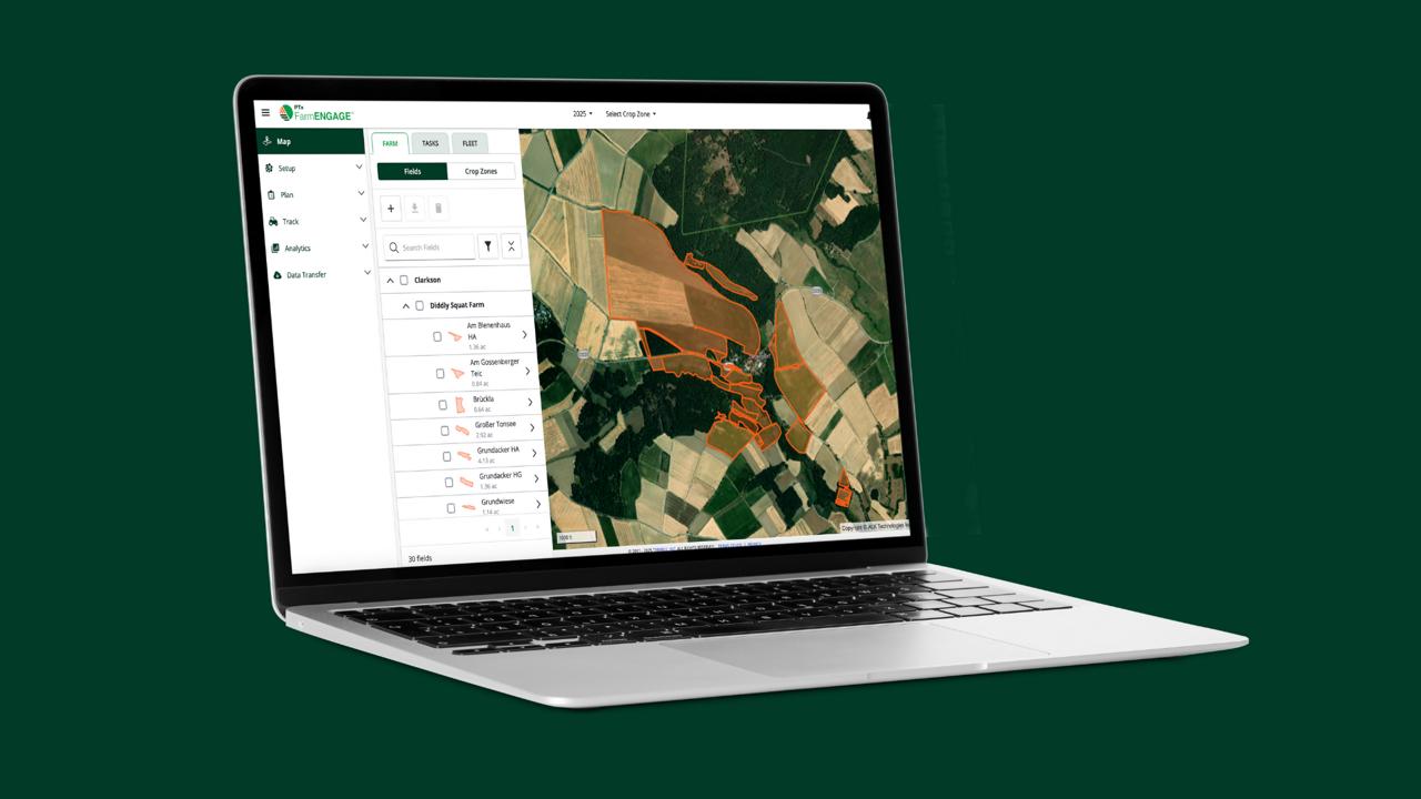 PTx FarmENGAGE Field Manager on a laptop