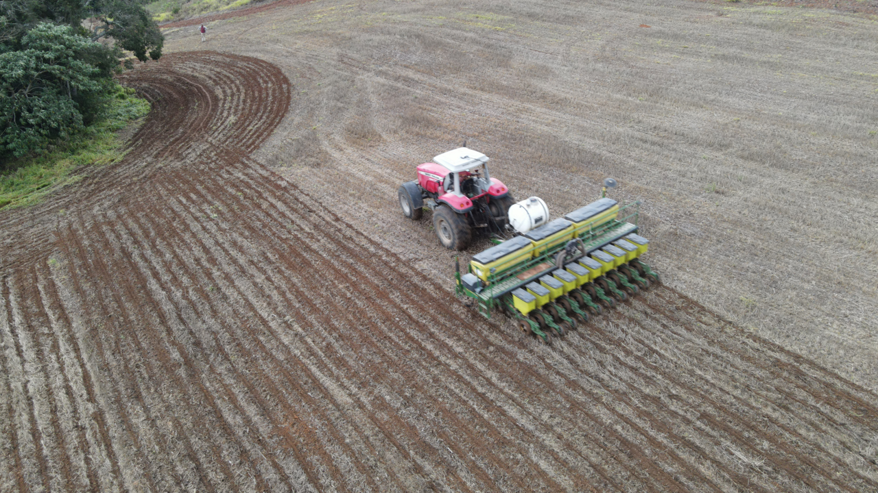 A tractor and planter in Brazil.