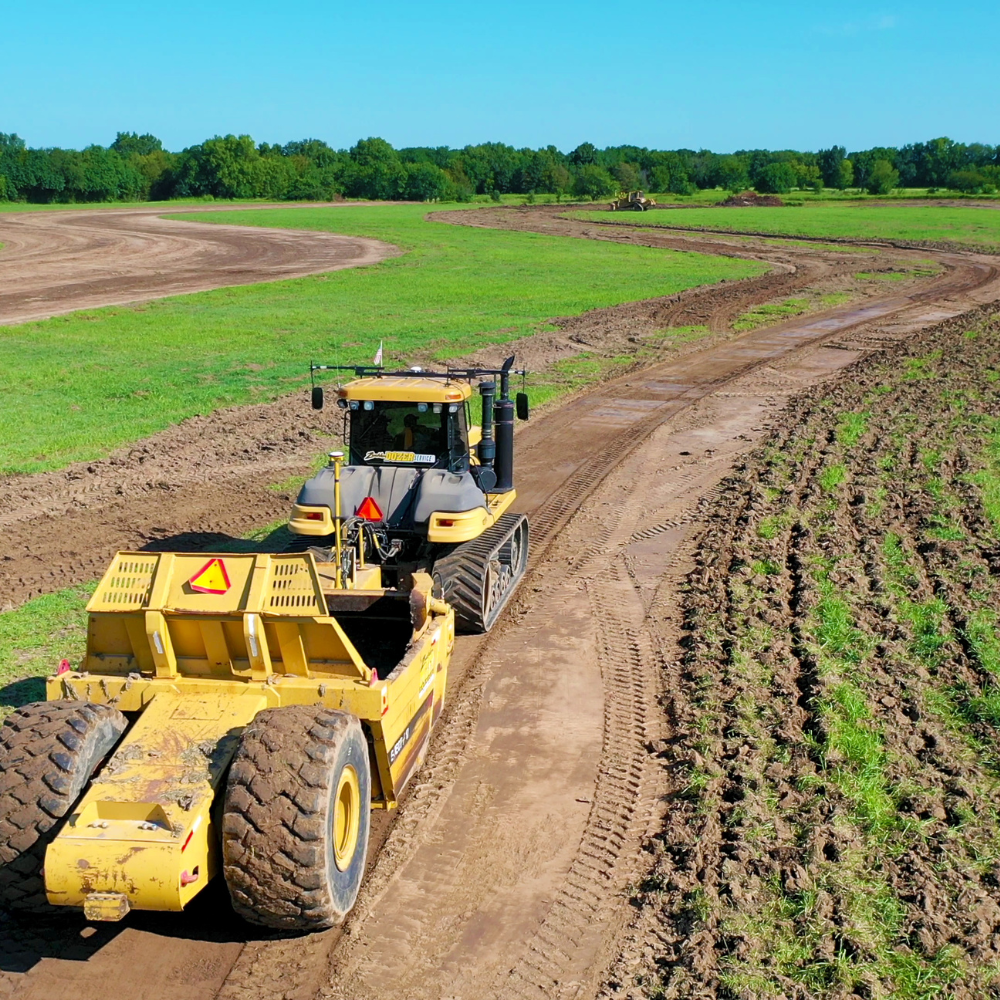 Land forming equipment at work