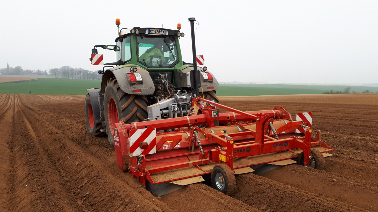 An implement with PTx Trimble TrueTracker technology in potatoes