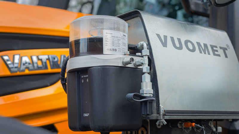 The central lubricant reservoir of the the Valtra Unlimited central lubrication system
