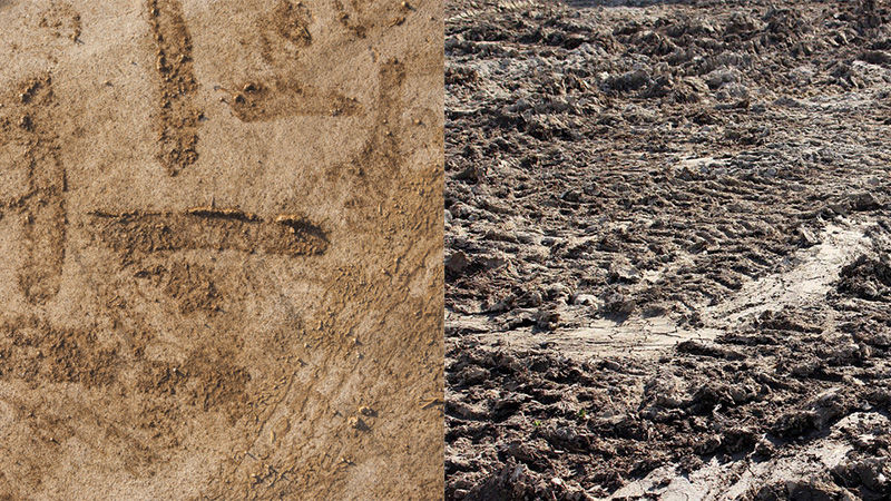 A side by side comparison of healthy soil and compacted and smeared soil