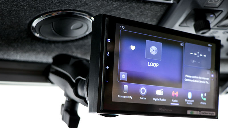 The touchscreen of the audio system from the Valtra Unlimited Farmer First Plus Option Package