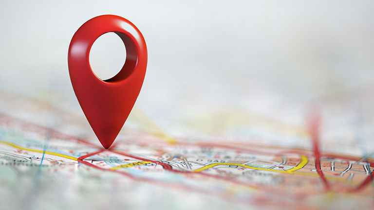 A pin marking a spot on a map
