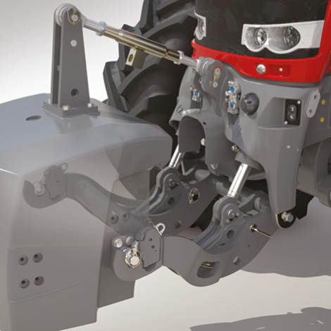 A close up of a front linkage on a tractor