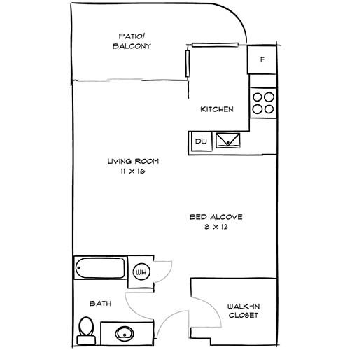 3400 Avenue of the Arts - Studio - Series A.1K Floor Plan