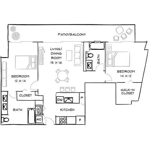Bay Parc - 2 Bed/2 Bath - Falstaff Floor Plan