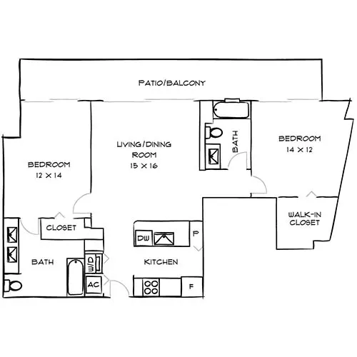 Bay Parc - 2 Bed/2 Bath - Falstaff Floor Plan