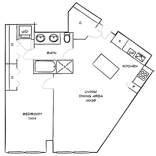1 bedroom penthouse available for rent in Boston, MA