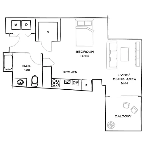 Studio apartments available for rent at One Canal Apartment Homes