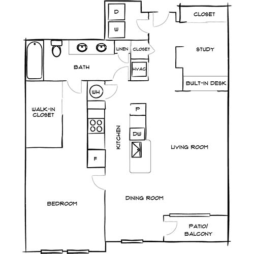 21 Fitzsimons - 1 Bed/1 Bath Apartment - Downing Floor Plan