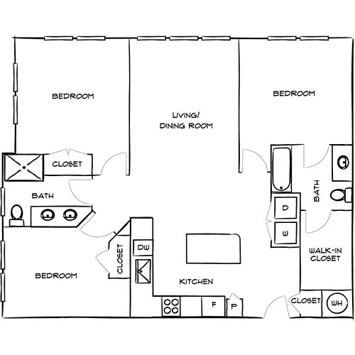 21 Fitzsimons - 3 Bed/2 Bath with Patio/Balcony - Welton Floor Plan