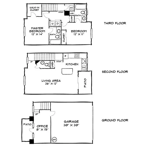 City Center on 7th Apartment Homes - Pembroke Pines, FL - Padilla Townhome Floor Plan