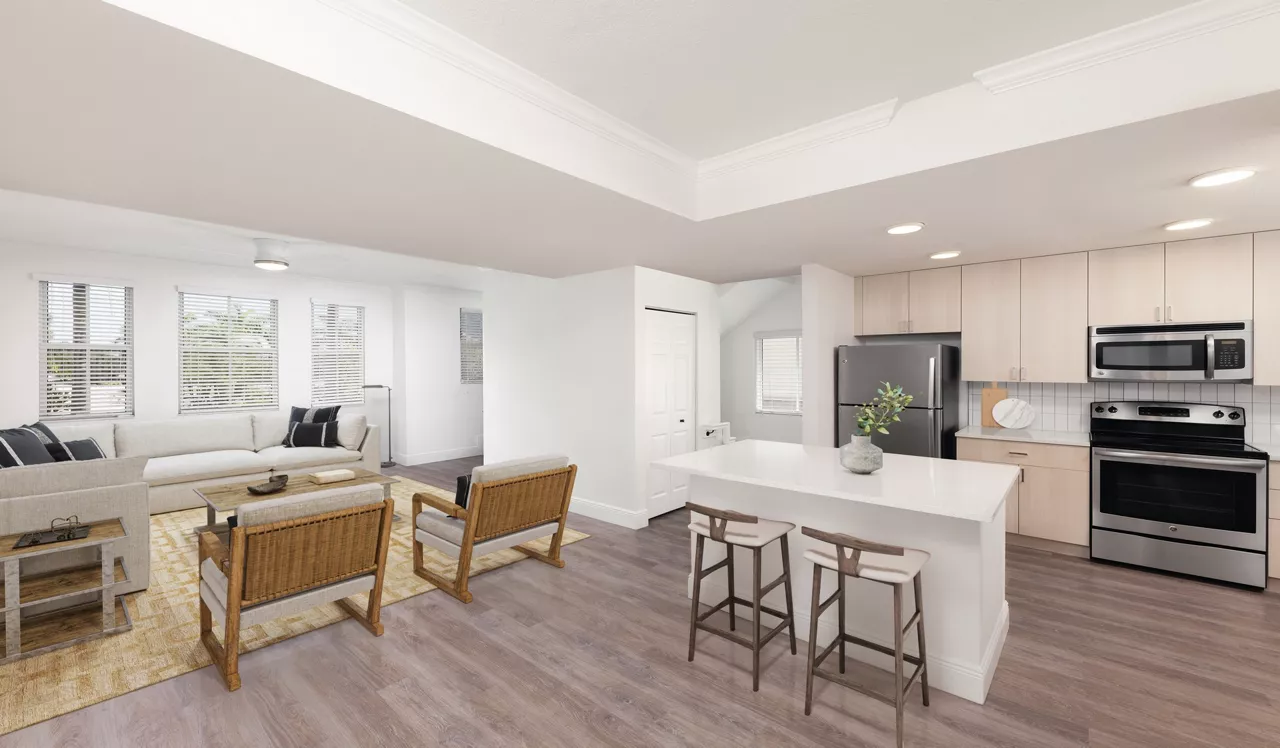 City Center on 7th - Pembroke Pines, FL - Padilla Townhome Premier Kitchen and Living Room