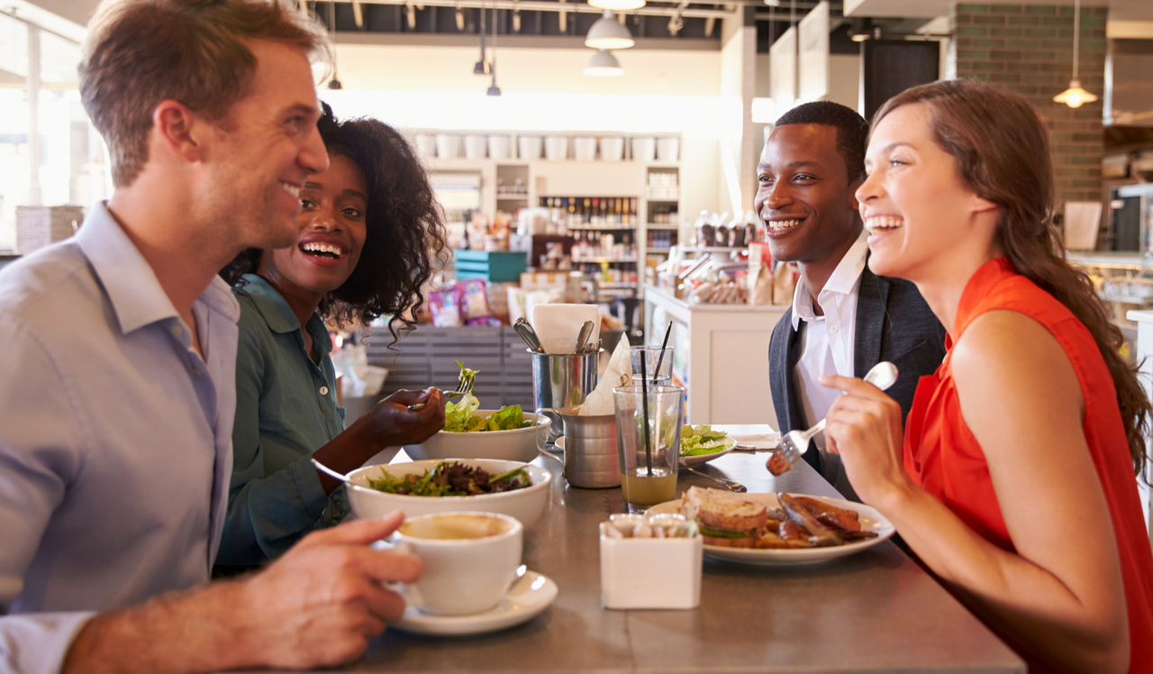People eating at a restaurant