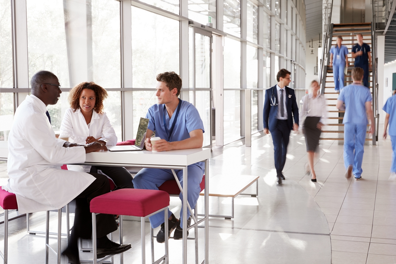 Foxchase Apartments | Alexandria, VA | Doctors walking the halls of a medical center.Your home is just a 3-minute drive from Inova Alexandria Hospital.&nbsp;