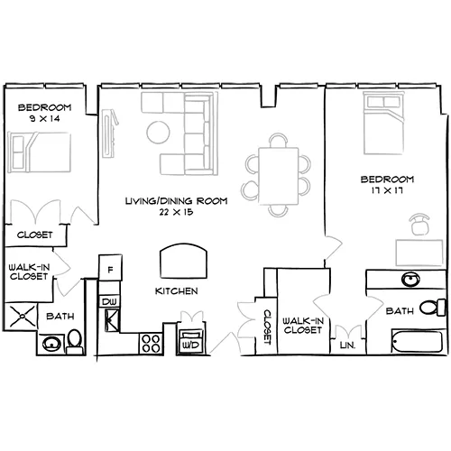 The Sterling Apartments - Philadelphia, PA - Floor Plan Diagram