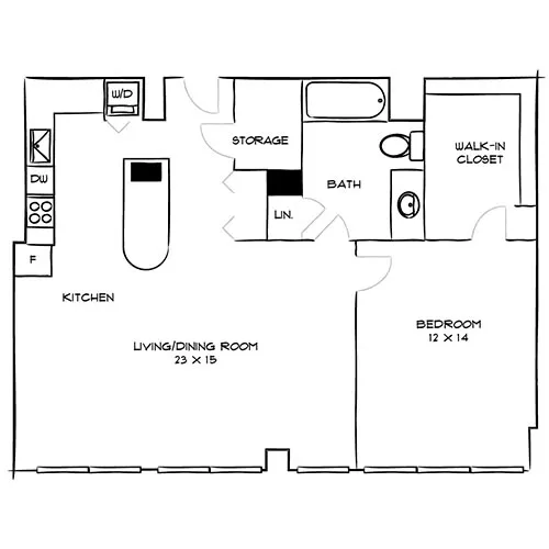 Sterling Apartments - Philadelphia, PA - Design 1B Floor Plan