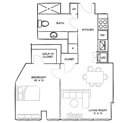 Sterling Apartments - Philadelphia, PA - Design 1A Floor Plan 