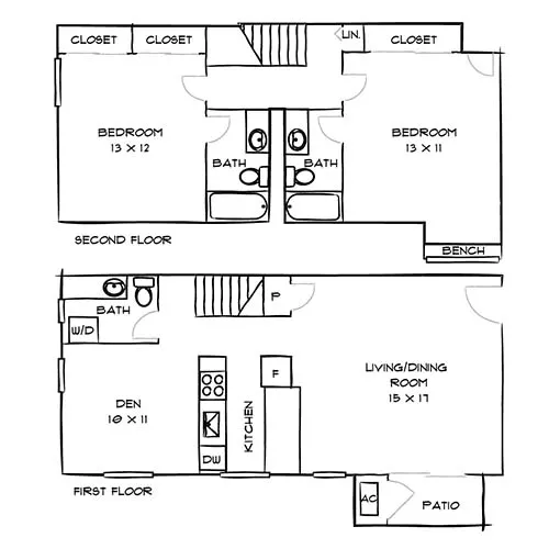 Foxchase Apartments | Alexandria, VA | Gadsby Townhome Diagram