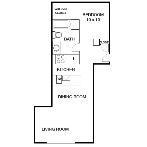 Boston Lofts Apartments - 1 Bed/1 Bath -Larimer Floor Plan