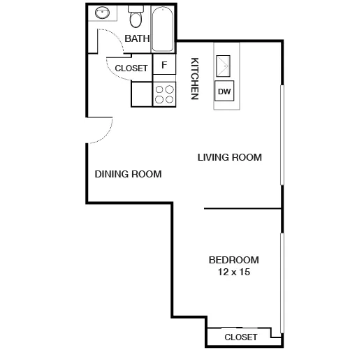  Boston Lofts Apartments - 1 Bed/1 Bath - Lawrence Floor Plan