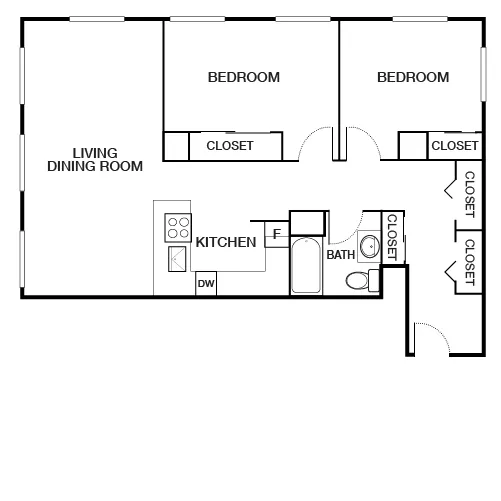 Boston Lofts - 2 Bed/1 Bath - Market Floor Plan