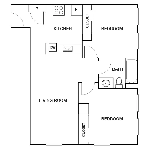 Bank and Boston Lofts - 2 Bed/1 Bath - CurtisFloor Plan
