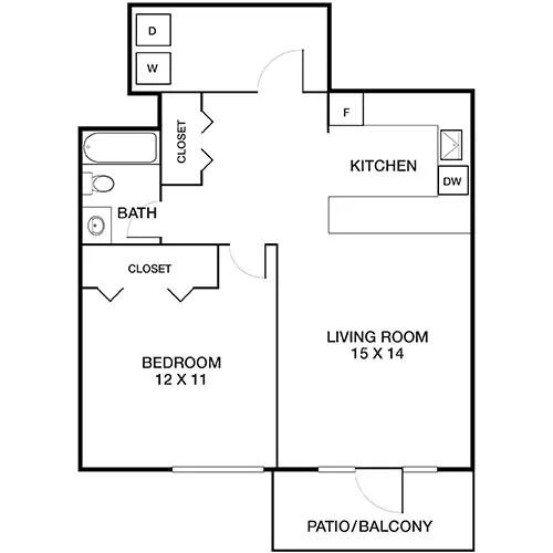 Meadow Creek Apartments - 1 Bed/1 Bath - Spruce Floor Plan