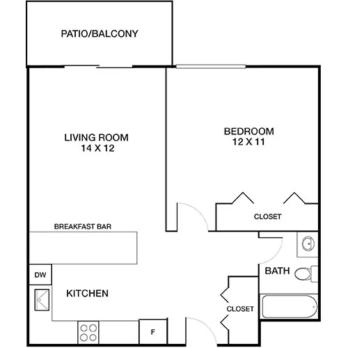 Meadow Creek - 1 Bed/1 Bath - Tahoe Floor Plan