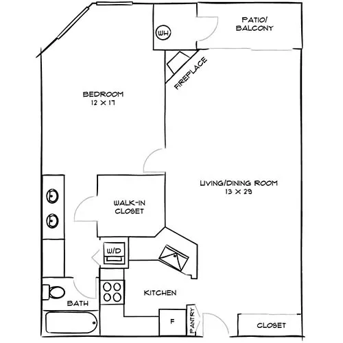 HillCreste (CA)  - 1 Bed/1 Bath - The Beverly Floor Plan