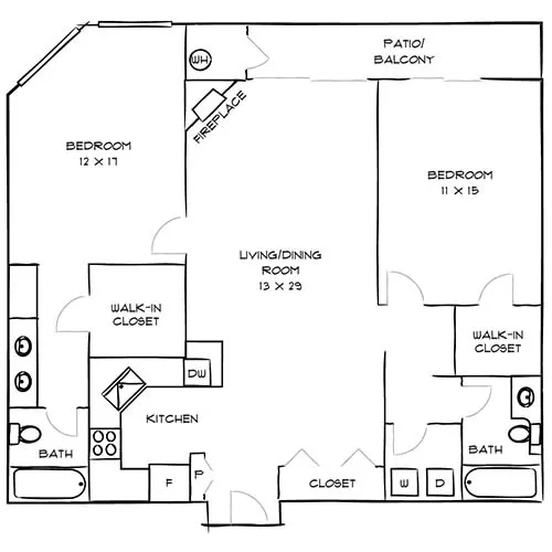 HillCreste (CA) Apartments - 2 Bed/2 Bath - The Century Floor Plan