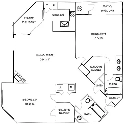 HillCreste Apartments - 2 Bed/2 Bath - The Hillcreste Floor Plan