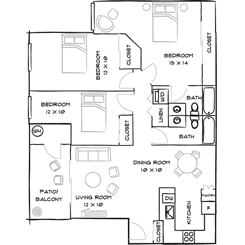 Malibu Canyon Apartments - Calabasas, CA - Zuma Floor Plan 