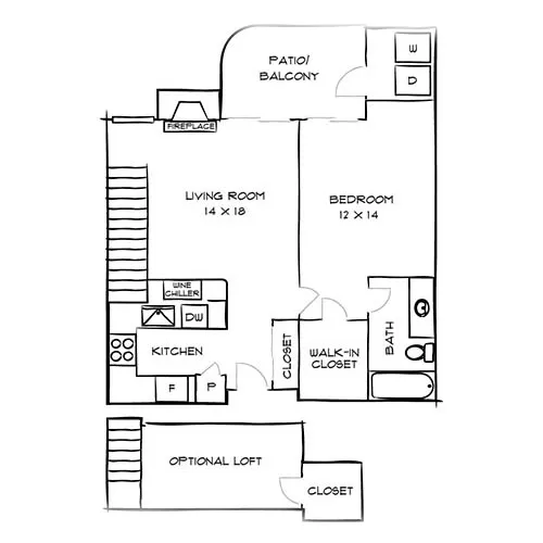 3400 Avenue of the Arts - 1 Bed/1 Bath - Series B.1Lk Floor Plan