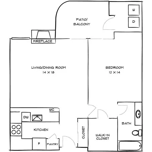 3400 Avenue of the Arts - 1 Bed/1 Bath - Series B.1 Floor Plan