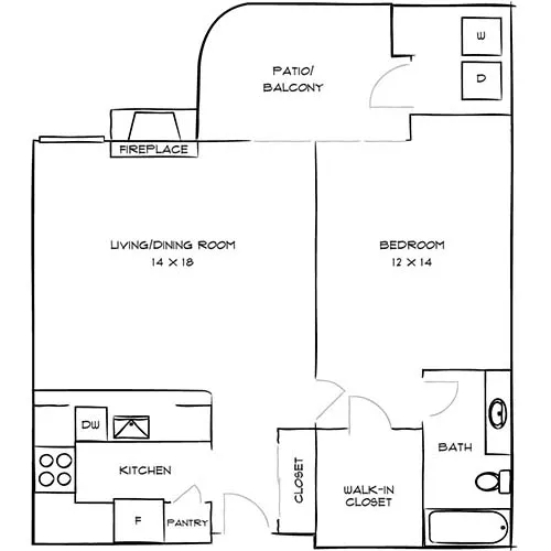 3400 Avenue of the Arts - 1 Bed/1 Bath - Series B Floor Plan