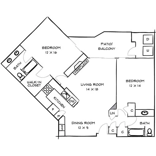 3400 Avenue of the Arts - 2 Bed/2 Bath - Series C.1 Floor Plan