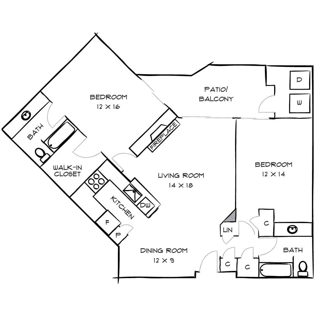 3400 Avenue of the Arts - 2 Bed/2 Bath - Series C Floor Plan