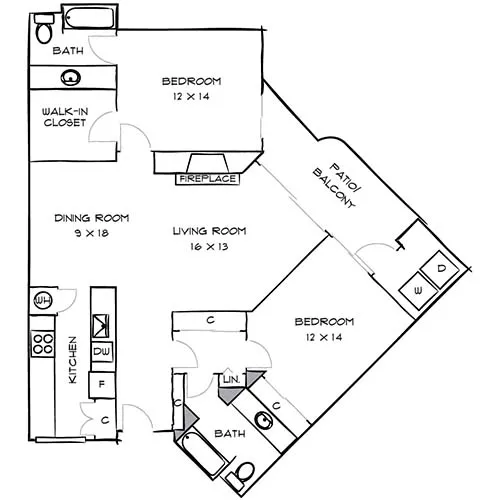 3400 Avenue of the Arts - 2 Bed/2 Bath - Series D.1 Floor Plan