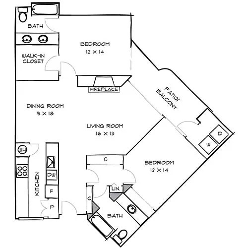 3400 Avenue of the Arts - 2 Bed/2 Bath - Series D.1K Floor Plan